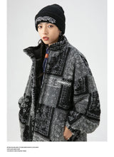 Skatercore Fit – Men Paisley Fleece Jackets Coats Fashion Hairy Zipper Loose