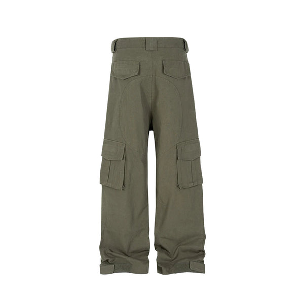 high street solid color multi pockets cargo pants for men and women straight pantalones hombre overalls baggy vintage trousers military streetwear pants