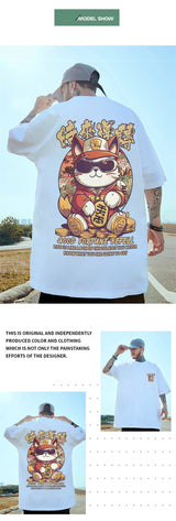 Harajuku Crying character – Good Fortune Befell Print Oversized T Shirt For Men Anime Ca