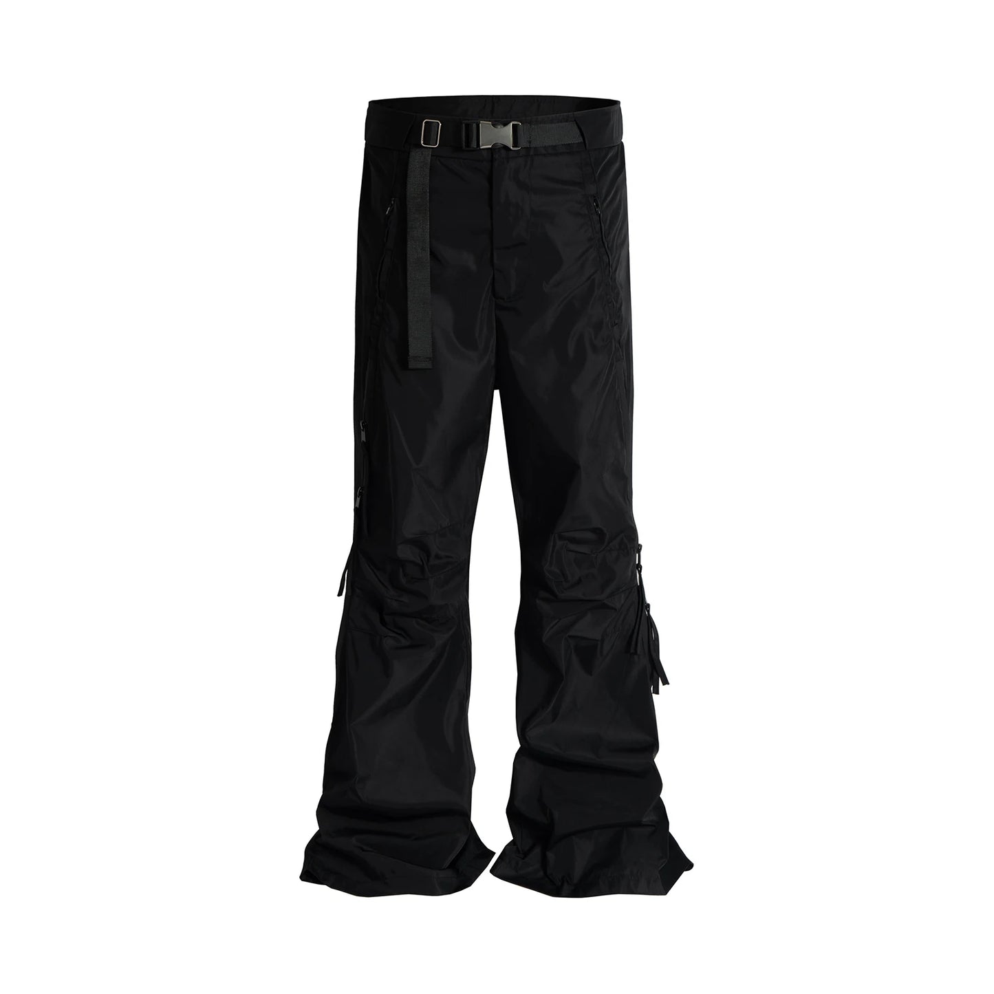 streetwear ribbons functional curve zipper baggy cargo pants for men vibe style straight baggy casual trousers oversized combat utility trousers