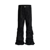 streetwear ribbons functional curve zipper baggy cargo pants for men vibe style straight baggy casual trousers oversized combat utility trousers
