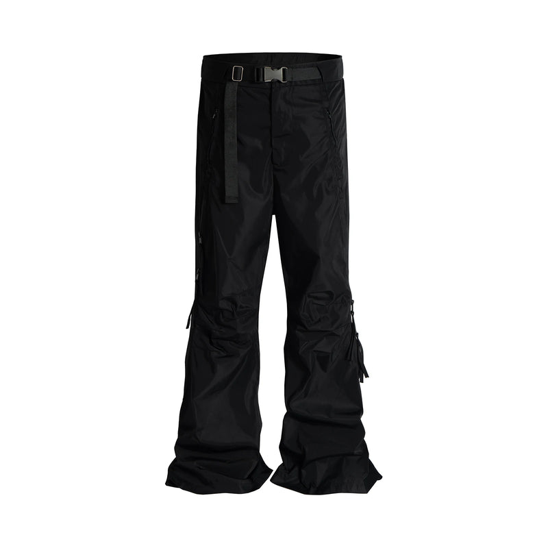 streetwear ribbons functional curve zipper baggy cargo pants for men vibe style straight baggy casual trousers oversized combat utility trousers
