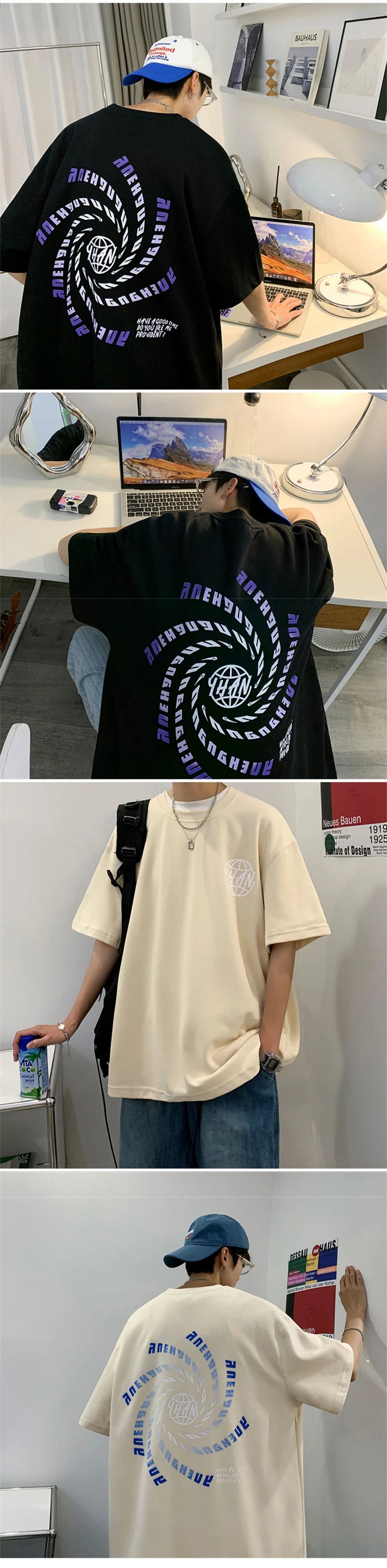 Harajuku Graphic tee – Goth Letter Printed T Shirt Hombre Hip Hop Fashion Crewneck