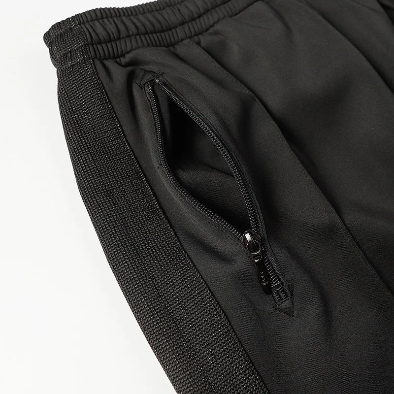 black new sweatpants pants men woman zipper drawstring embroidery side edge weaving stripe straight cylinder trousers unique joggers style 5372