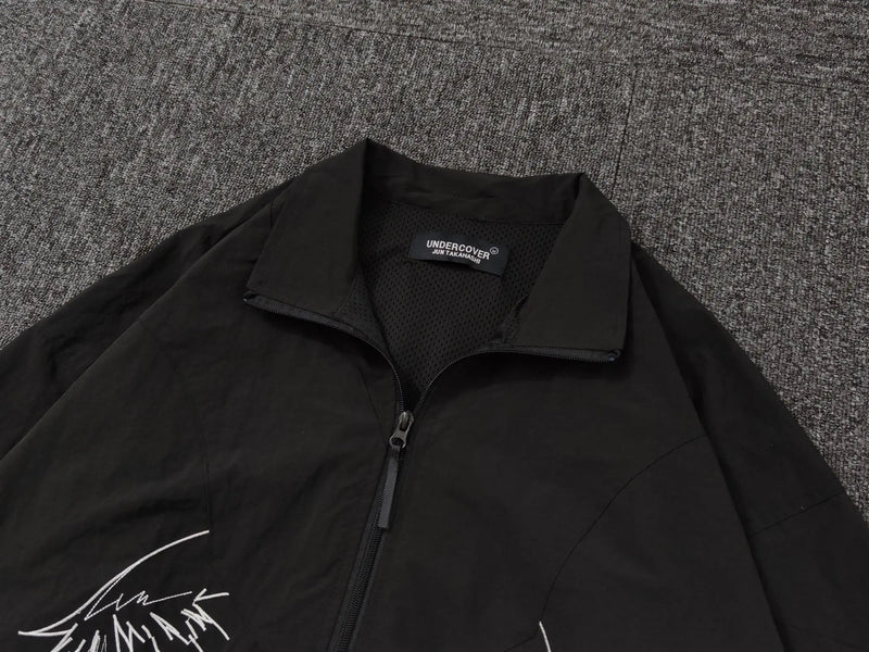 New Men Undercover Embroidery Parka noctilucent Track Zipper Casual Mess Windbreaker Hoody Trench Jackets Coat size 2 3 4 5 R089