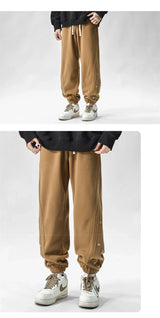 Autumn Casual Joggers Sports Pants Mens High Street Baggy Breasted Trousers