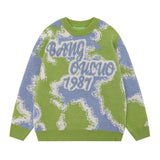 fashion contrast color knitted sweater unisex harajuku sweater casual letters pullover streetwear loose sweaters jumper knitwear streetwear fashion hoodie, trendy hip hop style outerwear, Y2K vintage urban hoodie