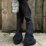 streetwear ribbons functional curve zipper baggy cargo pants for men vibe style straight baggy casual trousers oversized baggy cargo bottoms