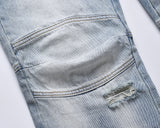 streetwear ripped damaged washed blue baggy denim pants for men straight distressed casual jeans oversized cargo trousers unique cargo style 5307