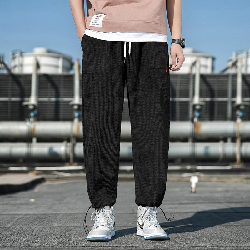 2023 spring and autumn new light luxury fashion men casual pants korean version loose sports all match pants boutique clothing unique default style 3670