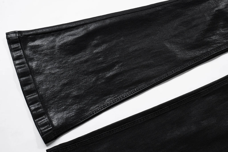 y2k streetwear wax leather strecth jeans for men and women ropa hombre baggy flare pants oversized straight denim trousers 1 unique jeans style 1146