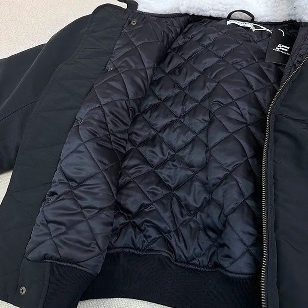 2024AW new cotton dress solid color hooded multi-pocket jacket