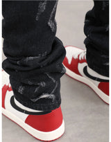harajuku scratched ripped holes denim jeans mens zipper jeans hip hop fashion streetwear new casual straight joggers jean pants unique joggers style 2656