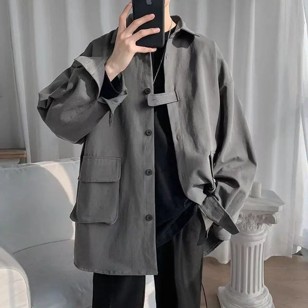 Original shirt men long-sleeved Korean style trendy loose handsome work shirt ins trendy brand spring and autumn jacket Y2K top
