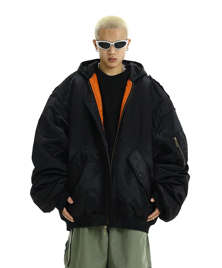 Men Oversize Jacket Winter Parkas Streetwear Thicken Warm Hooded Cotton Padded Bomber Jackets Hip Hop Fashion Casual Loose Coats