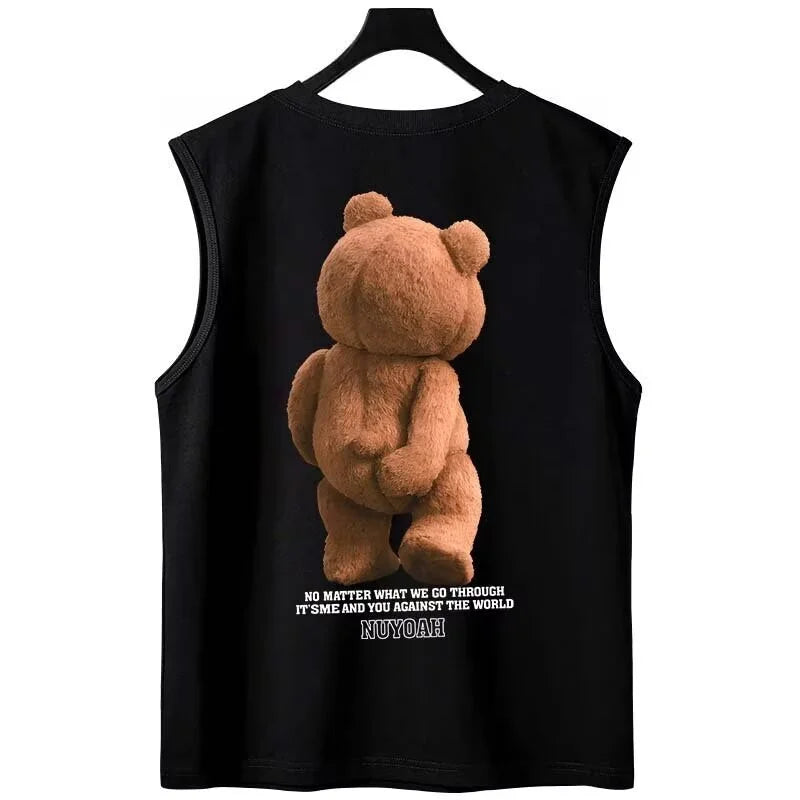 Trapwear Tribal flames – 2024 New Funny Bear Printed Vest Men Hip Hop Streetwear T-Shirt