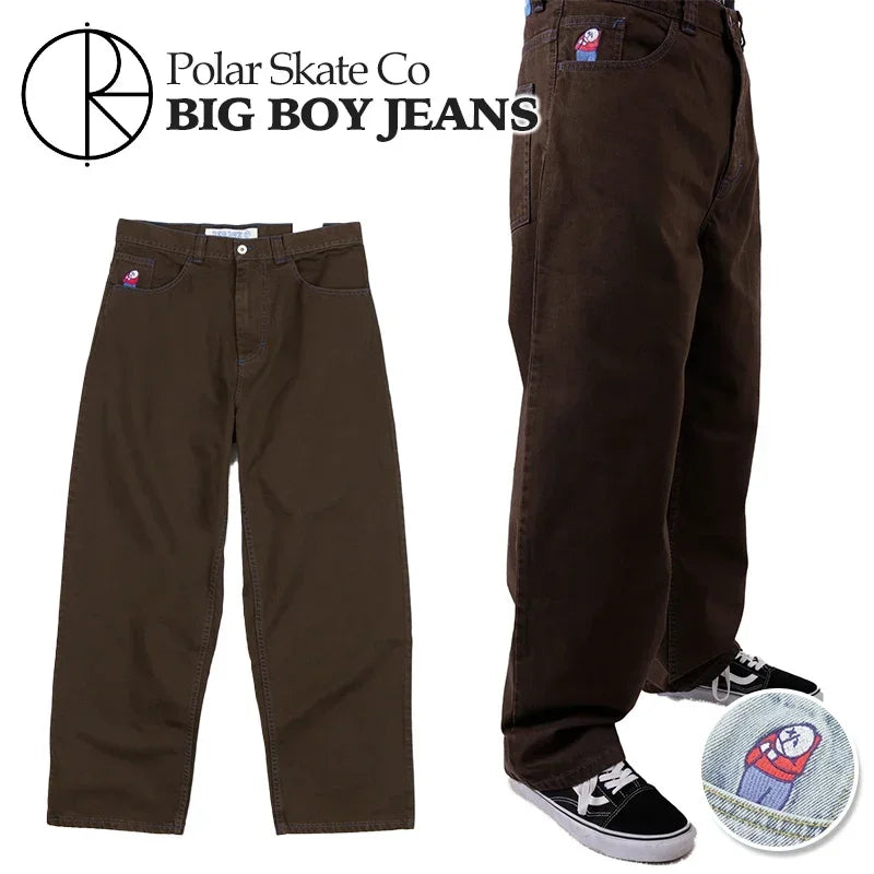 polar big boy jeans embroidery y2k pants retro blue hip hop cartoon streetwear baggy jeans mens womens high waist wide trouser unique jeans style 1654