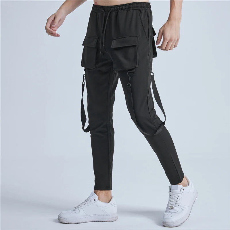 rainbowtouches pants brand mens high street multiple pockets design solid color tidal current overalls concise style baggy pant relaxed fit trousers