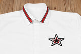 New 2021 Luxury Men Classic Embroidered stars stripes Ribbon Fashion Cotton Casual Shirts Shirt High Quality Short Sleeves A118