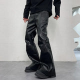 men streetwear fashion hip hop punk gothic vibe casual leather bell bottoms pant man boyfriend flared trousers unique default style 3012