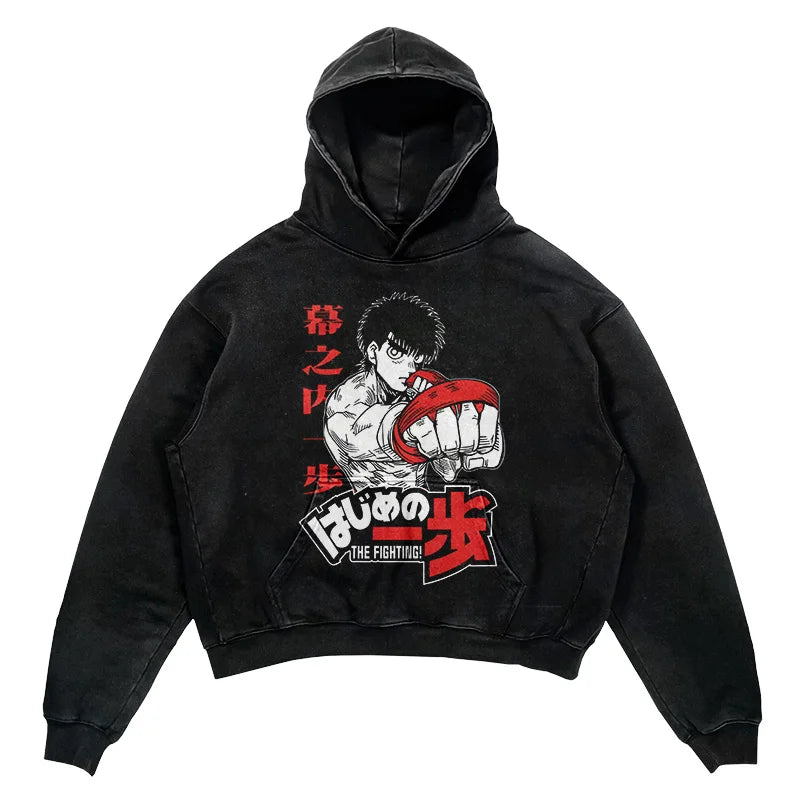 2024 Men Spring Hoodie Retro Japanese Anime Graphic Hoodies Boxer Hip