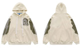 Hip Hop Men Hoodie Sweatshirt Y2K Embroidery Skeleton Skull Patch Punk