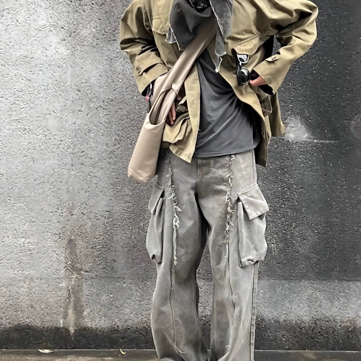 y2k streetwear tassel multi pocket jeans for men straight solid baggy cargo pants pantalones hombre casual denim trousers unique cargo style 763