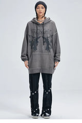 Hip Hop Streetwear Hoodie Sweatshirt Men Dark Style Angel Print Pullov