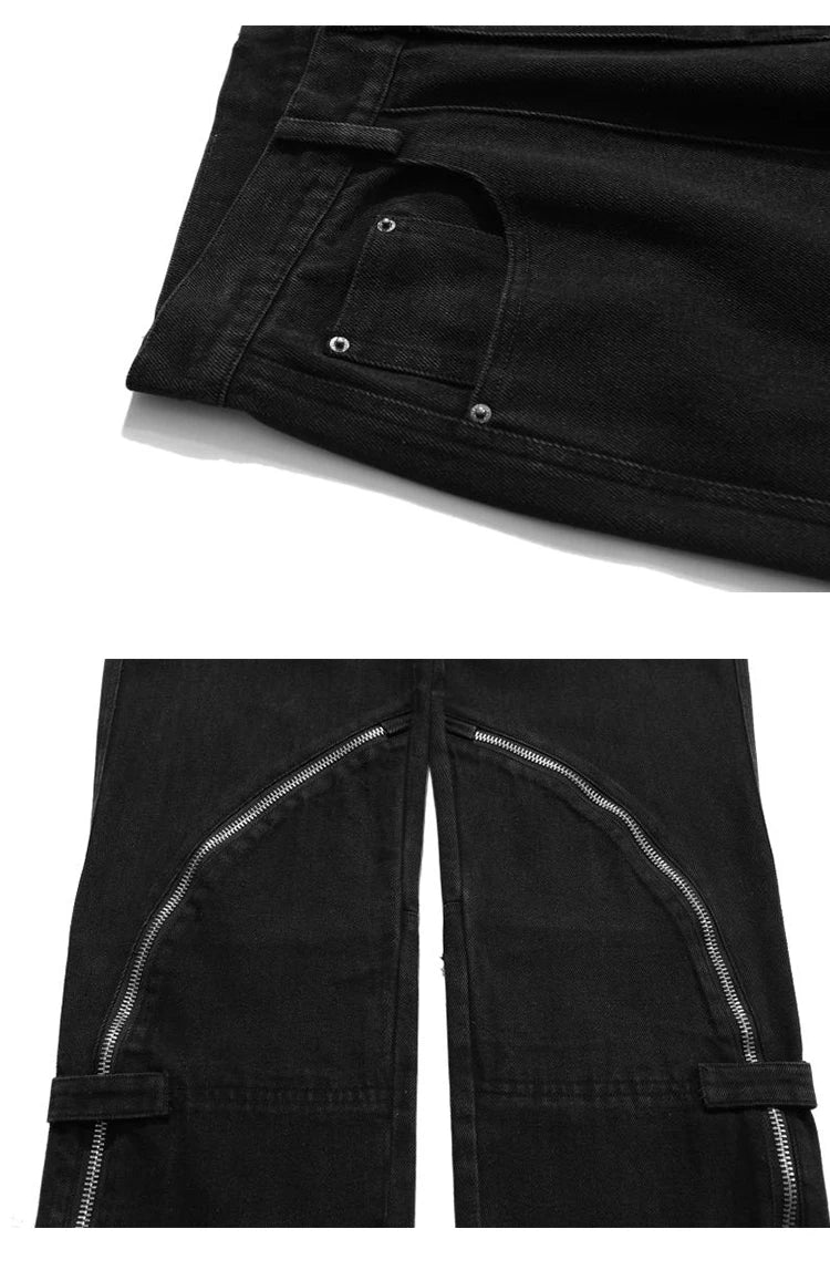 fashion denim straight pants hip hop jeans with zipper streetwear trousers new summer casual joggers men designer jeans for men unique joggers style 1161