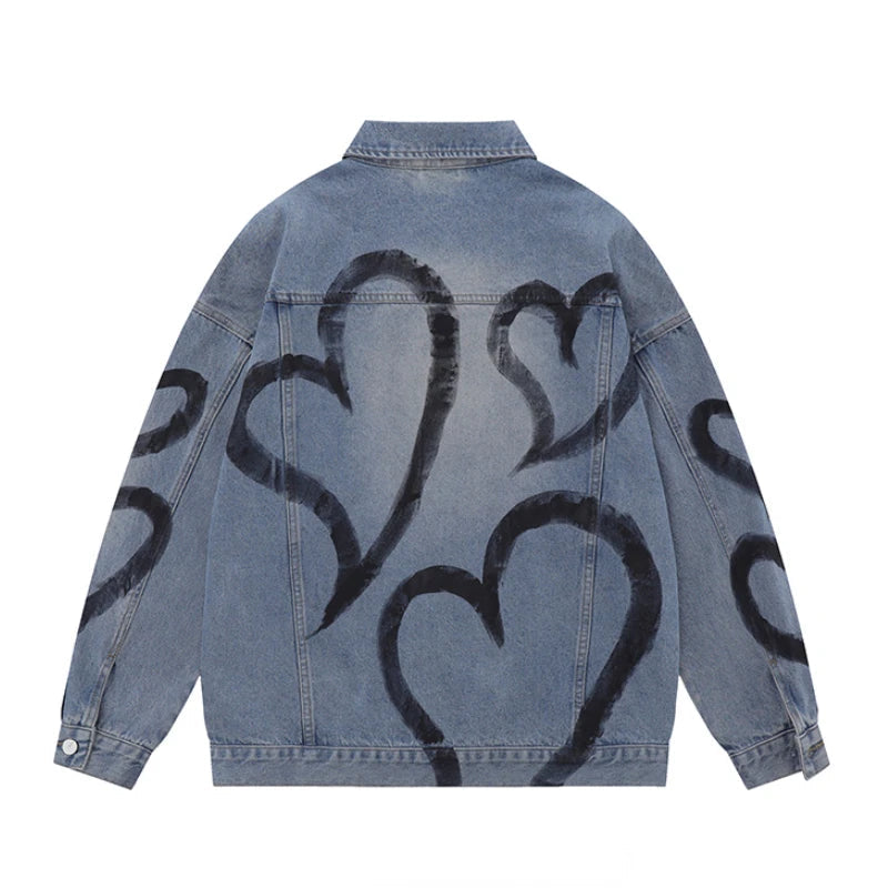 y2k heart graffiti printed denim jackets mens fashion unisex long sleeve coats outerwear hip hop casual streetwear jeans whit - variant style d58a40 for streetwear fashion