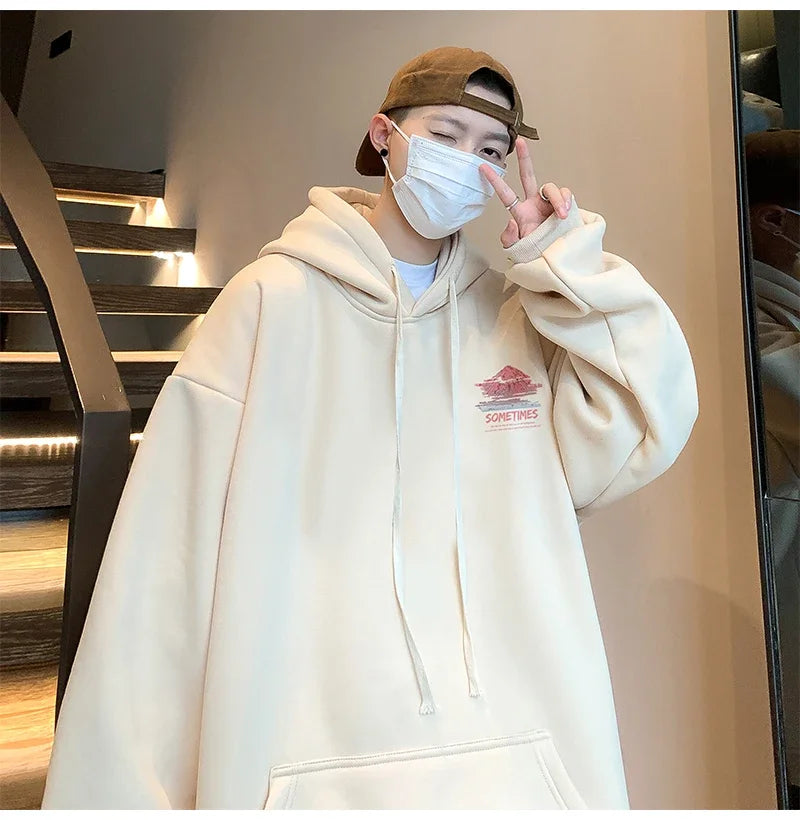 Mens Oversized Hoodie White With Hat 5Xl Plain Hoodies Oversize For Me
