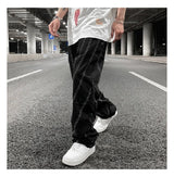 fashion design lines denim jeans mens zipper loose straight trousers hip hop new casual streetwear pants joggers baggy jeans unique joggers style 1460