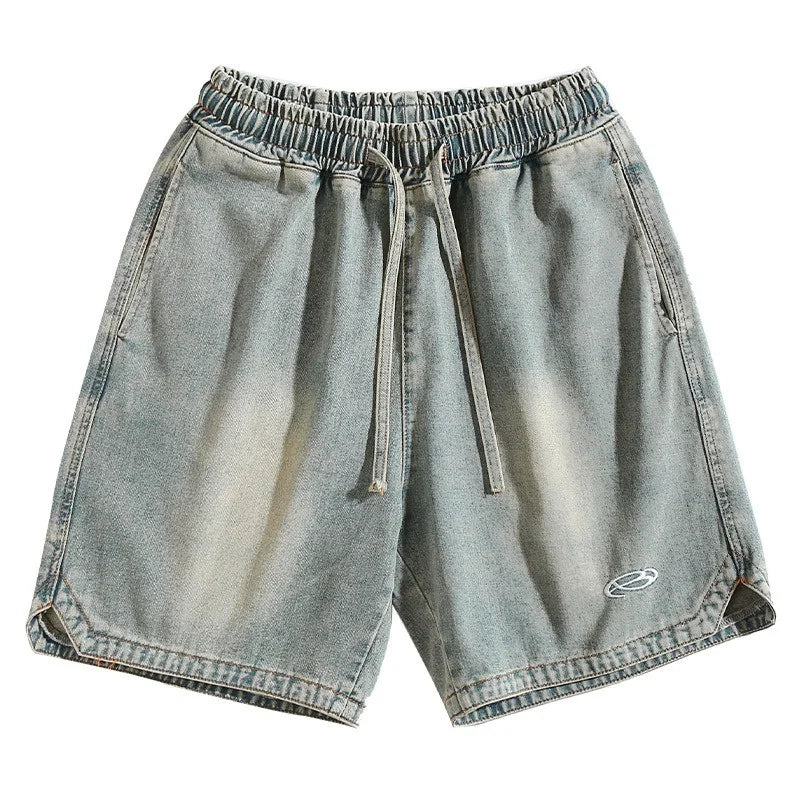 summer distressed denim shorts basic casual streetwear short jeans embroidery baggy hip hop fashion y2k blue bermuda shorts ripped baggy denim