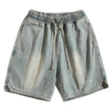 summer distressed denim shorts basic casual streetwear short jeans embroidery baggy hip hop fashion y2k blue bermuda shorts ripped baggy denim