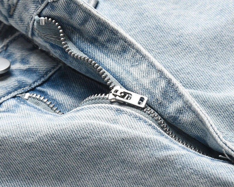 side striped washed ripped blue jeans for men and women streetwear baggy casual denim trousers straight light blue cargo pants unique cargo style 4291