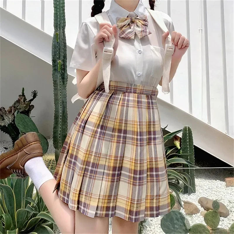 Jk Uniforms Gyaru School Uniform for Girl Student Pleated Skirt Uniform Set Women Short Sleeve Bow Tie Seifuku Japanese Style