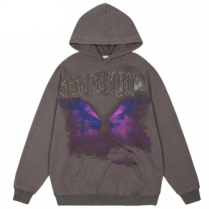 Oversize Hoodie Hip Hop Washed Sweatshirt Men Streetwear Painting Grap