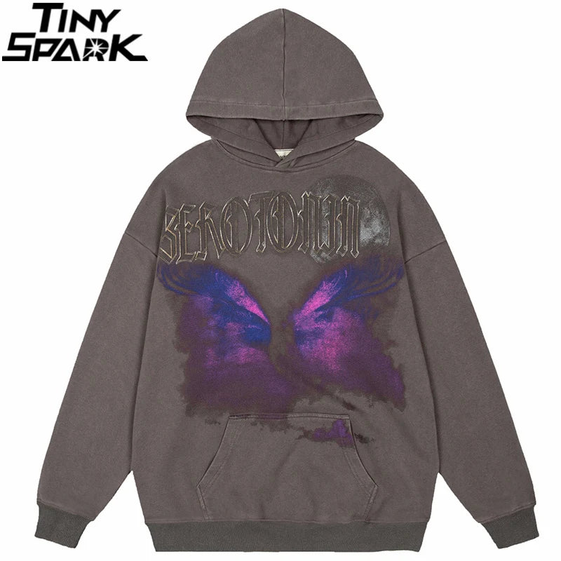Oversize Hoodie Hip Hop Washed Sweatshirt Men Streetwear Painting Grap