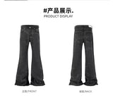 american tie dyed washed flared jeans european and american streetwear ripple design mens trendy distressed flare denim pants unique jeans style 475