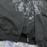 Old-school rap hoodie with vintage album cover art