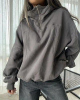 Harajuku Solid Color Zip Up Hoodie Retro Punk Y2K Hoodies Fashion Hip