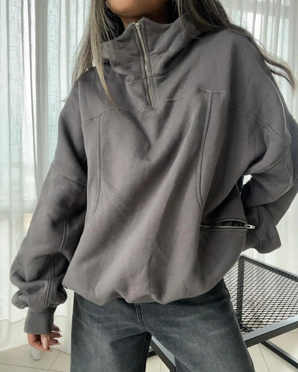 Harajuku Solid Color Zip Up Hoodie Retro Punk Y2K Hoodies Fashion Hip
