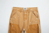 high street spliced speckled ink micro flare pants for men and women patchwork baggy jeans ropa hombre casual denim trousers unique jeans style 3585