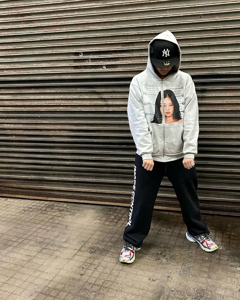 Y2K Summer Retro Nostalgic Casual Zipper Hoodie Men Harajuku High Stre