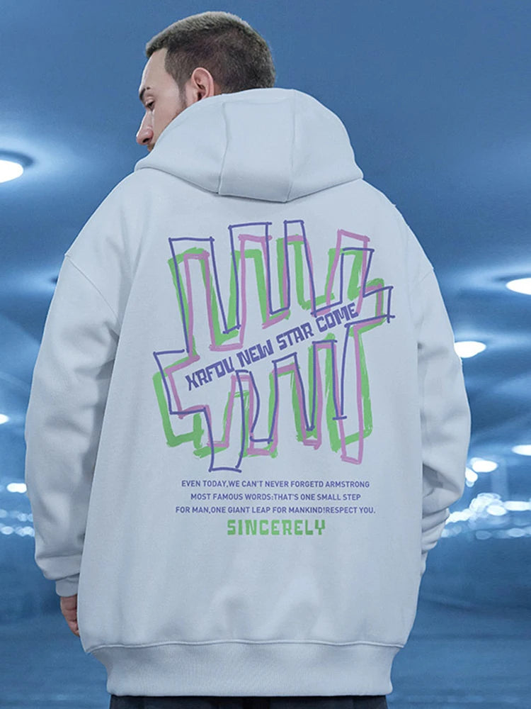 Retro Graffiti Letter Print Letter Pullover Hoodies Mens Streetwear