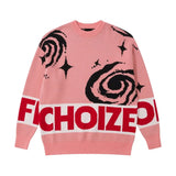 men sweater fashion abstract pattern harajuku streetwear hip hop letter knitted o neck sweater unisex loose knit sweater jumpers - Y2K grunge street style, vintage look oversized hoodie, unisex casual winter pullover