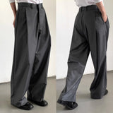 mens straight tube ice silk pants casual slacks youth thin wide leg pants business summer pants soft vintage trousers unique default style 976