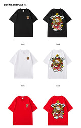 Glitchcore Chrome print – Chinese God Of Wealth Printed T Shirts For Men Creativity