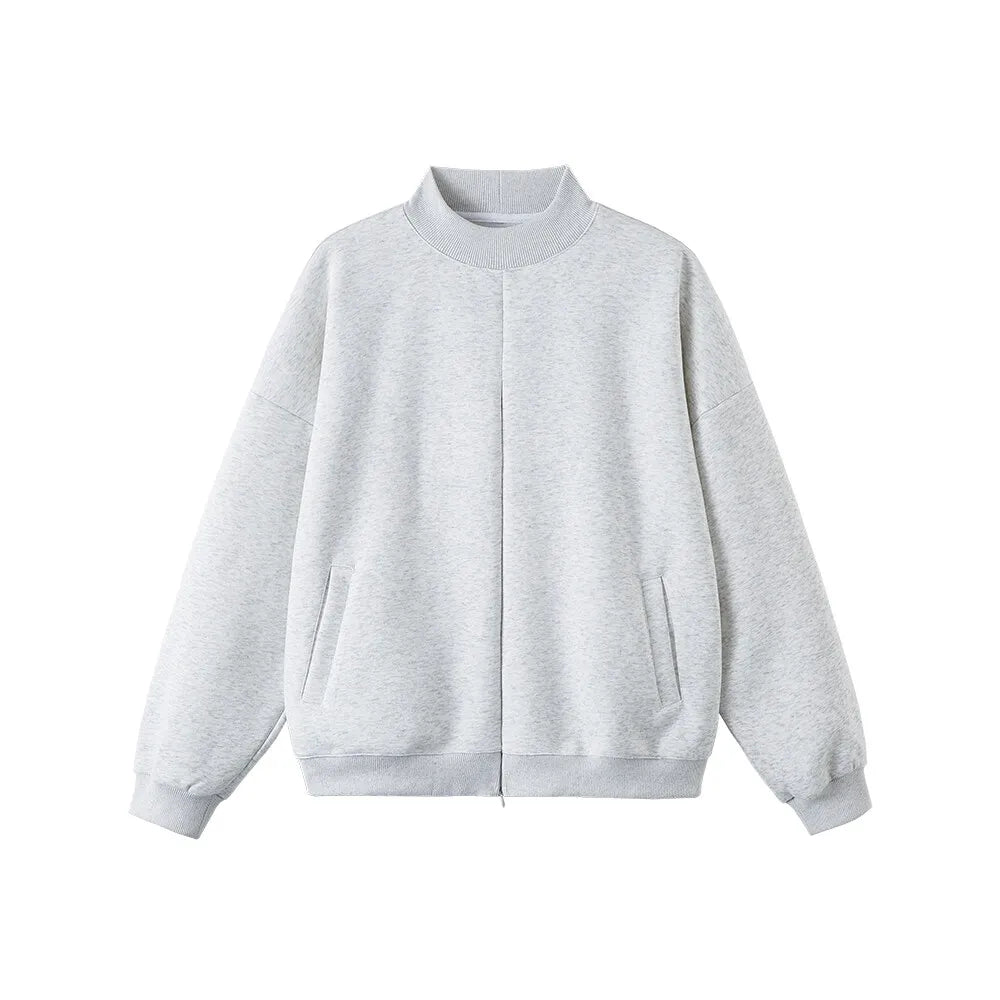 Stand Collar Half Zipper Pullover Casual Sweatshirt Men Women Streetwe