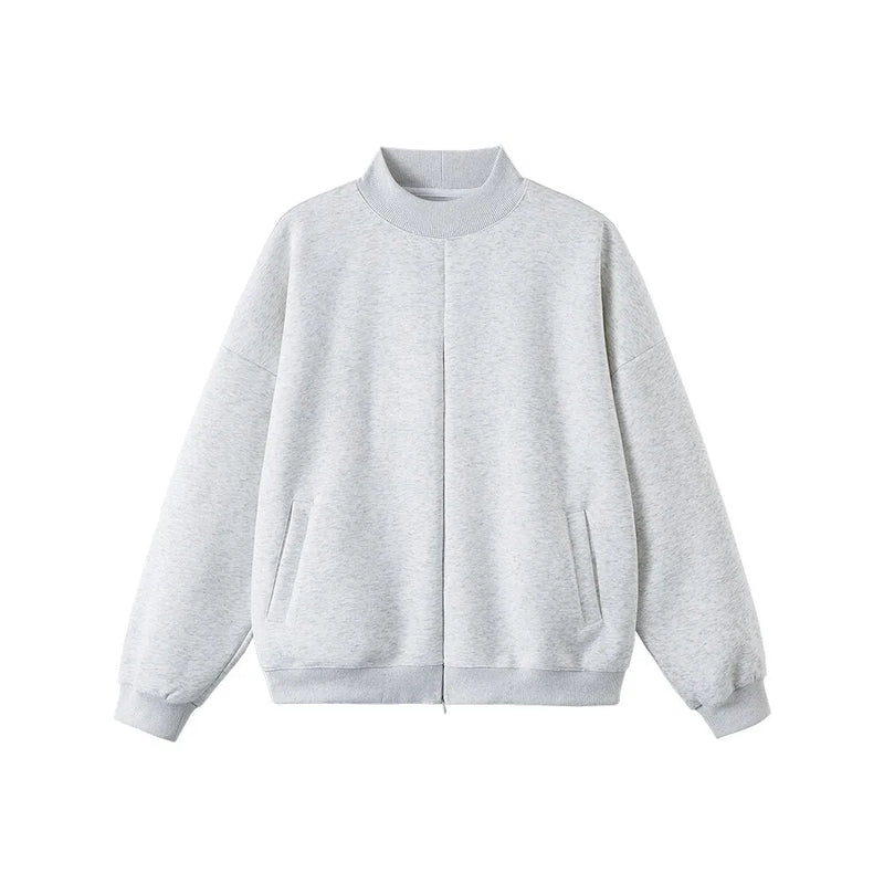 Stand Collar Half Zipper Pullover Casual Sweatshirt Men Women Streetwe